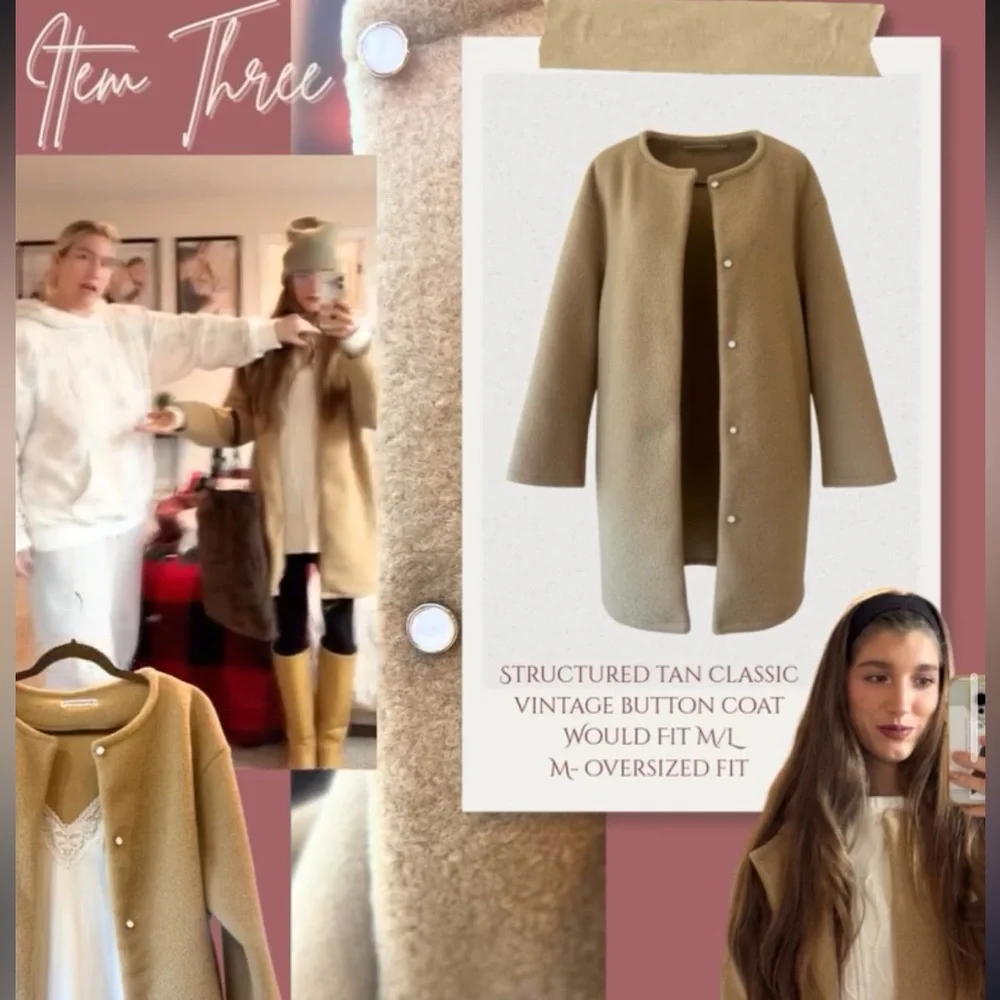 Tan Wool Blend Coat - Picture 7 of 7